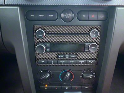 Radio Accent Trim; Domed Carbon Fiber (05-09 Mustang)