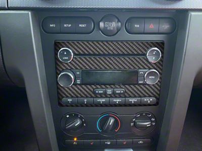 Radio Accent Trim; Raw Carbon Fiber (05-09 Mustang)