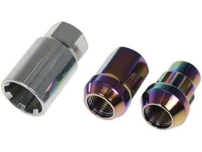 Rainbow/Neo-Chrome Acorn Wheel Lug Nut Lock Set; 1/2-Inch x 20; Set of 20 (79-14 Mustang)