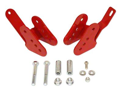 Rear Lower Control Arm Relocation Brackets; Bright Red (05-14 Mustang)