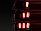 Red Light Bar LED Tail Lights; Black Housing; Clear Lens (05-09 Mustang)