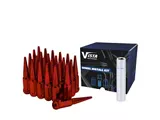 Red Spike Lug Nuts for Aftermarket Wheels; M14x1.5; Set of 24 (15-26 Mustang)