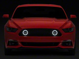 Front Upper Mesh Grille With DRL LED Lights For 2015-2017 Ford Mustang – Black Plastic