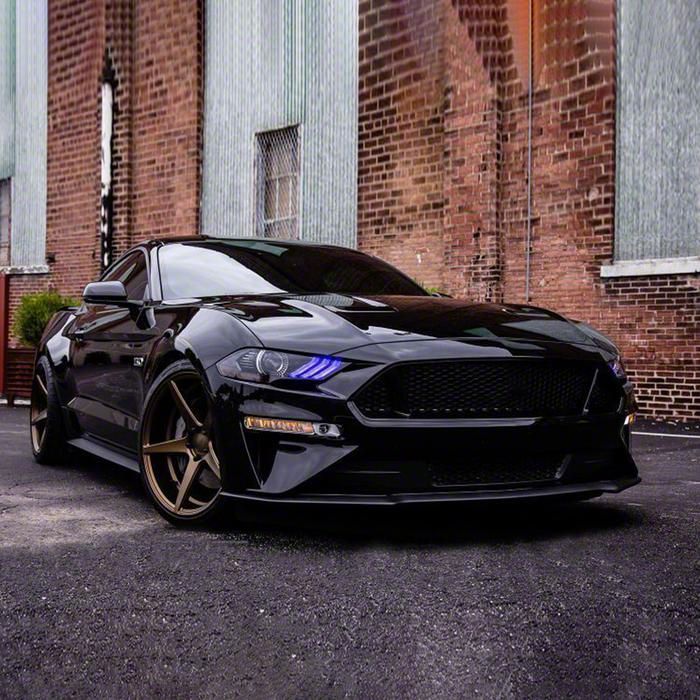 Mustang RGB Projector LED Headlights; Black Housing; Clear Lens (18-23 ...
