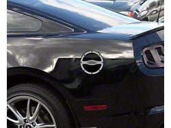 Rivet Style Fuel Door Trim with Ford Oval Logo; Polished (11-12 Mustang)