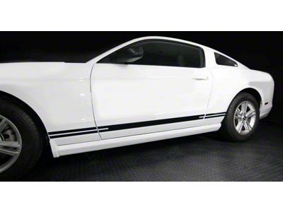 Rocker Panel Side Stripes; Gloss Black (18-23 Mustang)