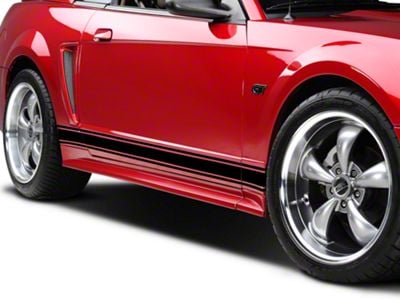 SEC10 Rocker Stripes; Gloss Black (79-23 Mustang)