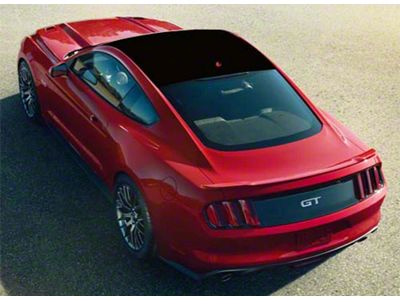 Roof Blackout Panel Decal with Hockey Puck Antenna Cutout; Gloss Black (15-25 Mustang Fastback)