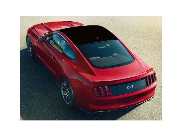 Roof Blackout Panel Decal with Hockey Puck Antenna Cutout; Gloss Black (15-24 Mustang Fastback)