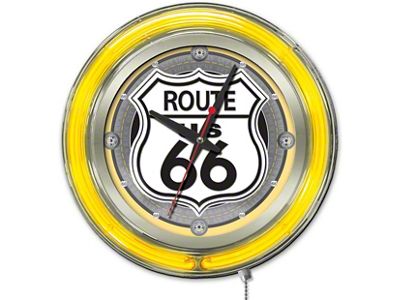 Route 66 15-Inch Double Neon Wall Clock