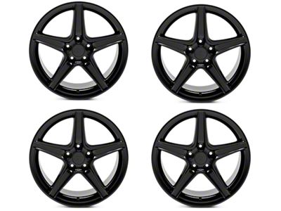 Saleen Style Gloss Black 4-Wheel Kit; 18x9; 30mm Offset (99-04 Mustang)