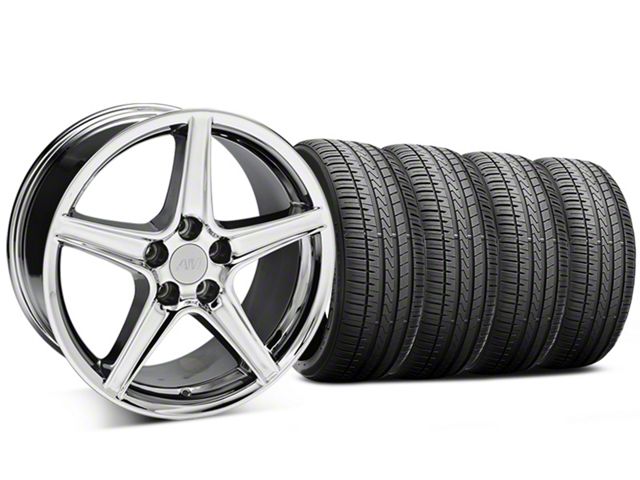 Saleen Style Chrome Wheel and Falken Azenis FK510 Performance Tire Kit; 18x9 (99-04 Mustang)