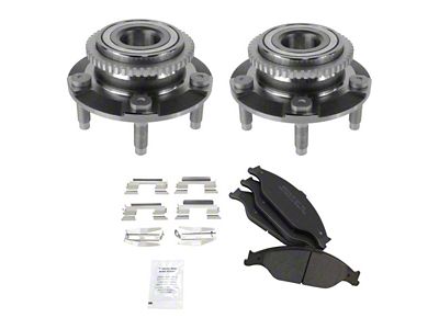 Semi-Metallic Brake Rotor, Pad and Wheel Bearing Kit; Front (99-04 Mustang GT, V6)