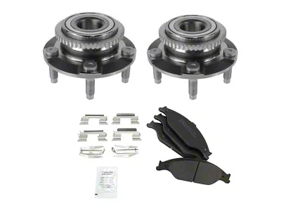 Semi-Metallic Brake Rotor, Pad and Wheel Bearing Kit; Front (99-04 Mustang GT, V6)