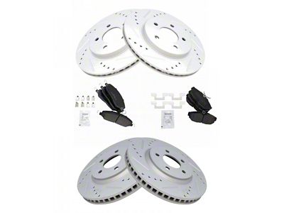 Semi-Metallic Performance Brake Rotor and Pad Kit; Front and Rear (05-10 Mustang GT; 11-14 Mustang V6)