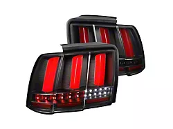 Sequential LED Tail Lights; Satin Black Housing; Clear Lens (99-04 Mustang, Excluding 99-01 Cobra)