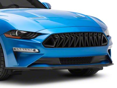 Shark Style Upper Grille with 3D LED Turn Signals; Matte Black (18-23 Mustang GT, EcoBoost)