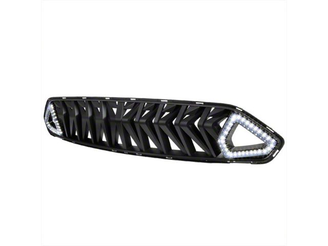 Shark Style Upper Grille with LED Turn Signal Lights; Matte Black (18-23 Mustang GT, EcoBoost)