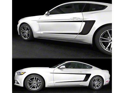 Side Accent C-Stripes; Gloss Black (15-17 Mustang)