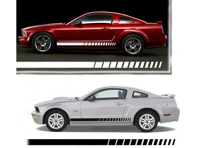 Side Rocker Panel Strobe Stripes; Gloss Black (15-17 Mustang)