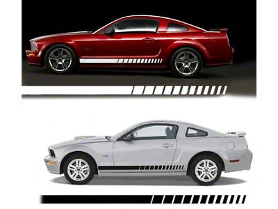 Side Rocker Panel Strobe Stripes; Gloss Black (18-23 Mustang)