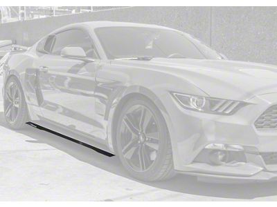 Side Skirt Splitters; Gloss Carbon Fiber Vinyl (15-17 Mustang GT, EcoBoost, V6)