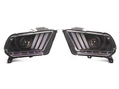 Signature Series Sequential Light Bar Projector Headlights; Black Housing; Clear Lens (10-12 Mustang w/ Factory HID Headlights)