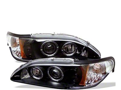 Signature Series LED Halo Projector Headlights; Black Housing; Clear Lens (94-98 Mustang)