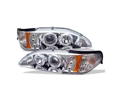 Signature Series LED Halo Projector Headlights; Chrome Housing; Clear Lens (94-98 Mustang)