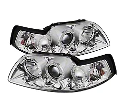 Signature Series LED Halo Projector Headlights; Chrome Housing; Clear Lens (99-04 Mustang)