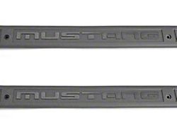 Drake Muscle Cars Door Sill Plates with Mustang Lettering; Gray (79-93 Mustang)