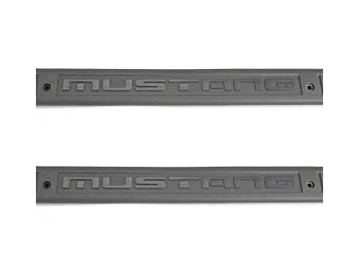 Drake Muscle Cars Door Sill Plates with Mustang Lettering; Gray (79-93 Mustang)