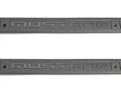 Drake Muscle Cars Door Sill Plates with Mustang Lettering; Gray (79-93 Mustang)