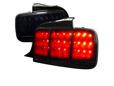 LED Tail Lights; Gloss Black Housing; Smoked Lens (05-09 Mustang)