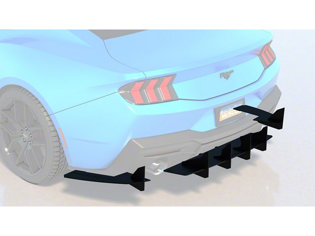Mustang Solid Aluminum Rear Diffuser V2; Matte Black (24-26 Mustang GT ...
