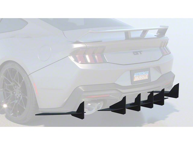 Black Rear Diffuser Mustang Solid Aluminum Rear Diffuser V2; Matte Black (24-25 Mustang GT ...