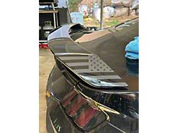 Spoiler Side Accent American Flag Overlay Decal; Gloss Black (24-26 Mustang GT w/ Performance Pack)