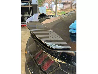 Spoiler Side Accent American Flag Overlay Decal; Gloss White (24-26 Mustang GT w/ Performance Pack)