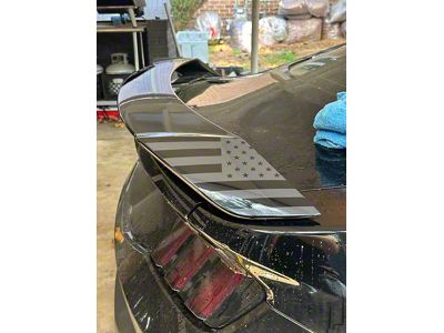 Spoiler Side Accent American Flag Overlay Decal; Matte White (24-26 Mustang GT w/ Performance Pack)