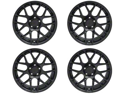 Staggered AMR Gloss Black 4-Wheel Kit; 18x9/18x10; 30mm/45mm Offset (10-14 Mustang, Excluding 13-14 GT500)