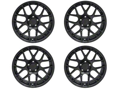 Staggered AMR Gloss Black 4-Wheel Kit; 18x9/10 (10-14 Mustang, Excluding 13-14 GT500)