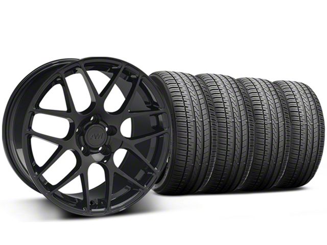 Staggered AMR Black Wheel and Falken Azenis FK510 Performance Tire Kit; 20x8.5/10 (15-23 Mustang GT, EcoBoost, V6)