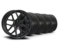 Staggered AMR Black Wheel and Mickey Thompson Tire Kit; 18x9/10 (15-23 Mustang EcoBoost w/o Performance Pack, V6)