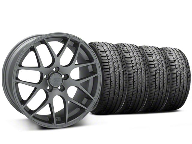 Staggered AMR Charcoal Wheel and Falken Azenis FK510 Performance Tire Kit; 20x8.5/10 (15-23 Mustang GT, EcoBoost, V6)