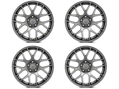 Staggered AMR Dark Stainless 4-Wheel Kit; 18x9/18x10; 30mm/45mm Offset (10-14 Mustang, Excluding 13-14 GT500)