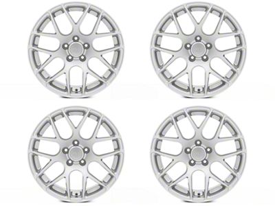 Staggered AMR Silver 4-Wheel Kit; 18x9/10 (10-14 Mustang, Excluding 13-14 GT500)
