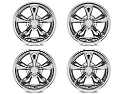 Staggered Bullitt Chrome 4-Wheel Kit; 17x9/10.5 (99-04 Mustang)