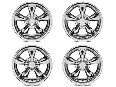 Staggered Bullitt Chrome 4-Wheel Kit; 17x9/10.5 (99-04 Mustang)