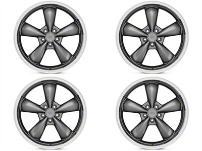 Staggered Deep Dish Bullitt Anthracite 4-Wheel Kit; 20x8.5/20x10; 38mm Offset (2010 Mustang GT; 10-14 Mustang V6)