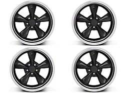 Staggered Deep Dish Bullitt Gloss Black 4-Wheel Kit; 20x8.5/20x10; 38mm Offset (2010 Mustang GT; 10-14 Mustang V6)